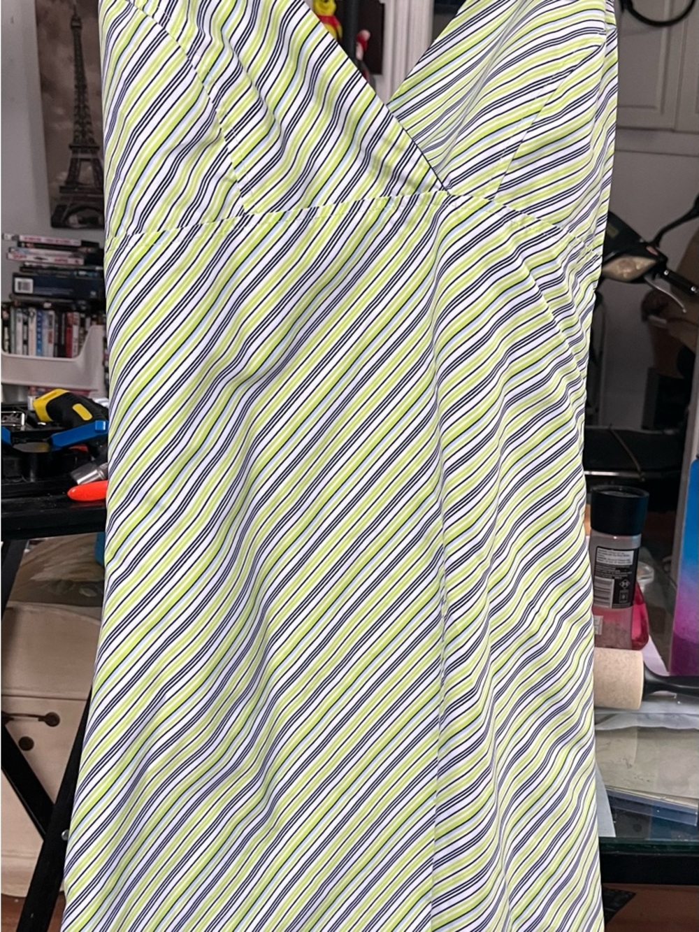 Massimo Lime, Navy & White Striped Dress